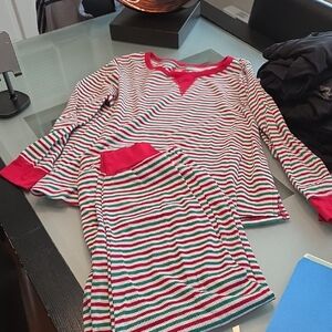 Macy's Red Green White Striped Women's Pajama Set